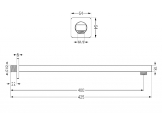 MEXEN Sprchové rameno 30x18 mm, 40 cm grafit 79112-66