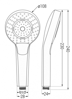 Mexen R-05 ruční sprška 3-funkční, zlatá/bílá - 79505-50