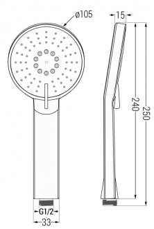 Mexen R-40 ruční sprcha 3-funkční, černá - 79540-70