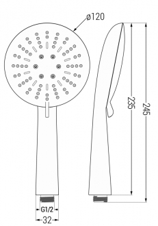 Mexen R-67 ruční sprcha 3-funkční, chrom/bílá - 79567-00
