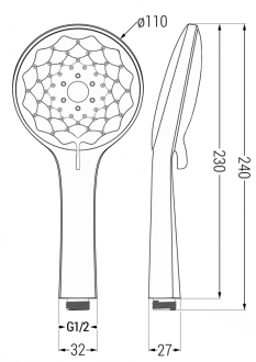 Mexen R-74 ruční sprcha 3-funkční chrom/bílá - 79574-00