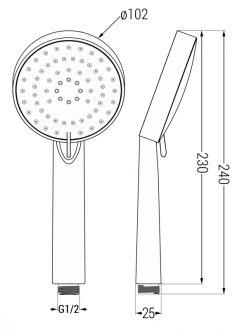 Mexen R-75 ruční sprcha 3-funkční černá - 79575-70