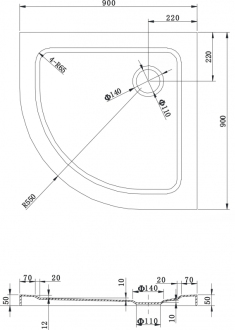 MEXEN Sprchová vanička  90x90 bílá, 41109090