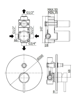 Paffoni Light Sprchová podomítková baterie chrom LIG015