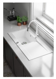 Deante SABOR ZCB_A113 Jednodřez s odkapem 1015x510x210 keramika, matná bílá