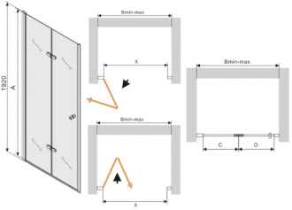 MEXEN LIMA sprchové dveře zalamovací 70x190 cm 6mm, černá-čiré 856-070-000-70-00