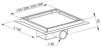 Mexen FLAT 12 Čtvercový odtokový žlab 12x12 cm, inox 1010012