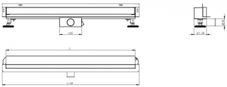 Mexen FLAT WALL 110 cm - 2v1 lineární žlab ke stěně, nerez 1030110