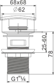 Mexen čtvercová zátka click-clack se zlatým přepadem - 79926-50
