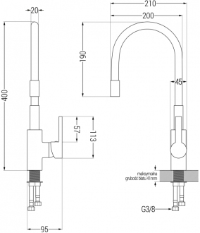 Mexen Flex Dřezová baterie, černá 670900-70