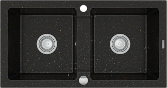 Mexen MARIO Dvojdřez 820x436x161, granit černá-zlatá 6504822000-75