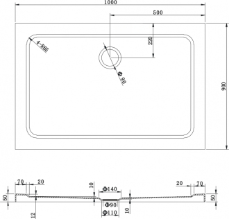 Mexen Lima skládací sprchový kout 90x100, transp., zlatá + vanička 856-090-100-50-00-4010