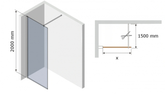 Mexen Kioto sprchová stěna 60x200 cm, transparent/černý vzor 8, černá 800-060-101-70-70