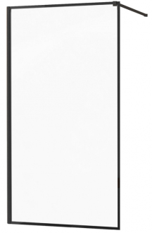 Sprchová stěna Mexen Kioto 130x200 cm, transparent/černý vzor 8, černá 800-130-101-70-70