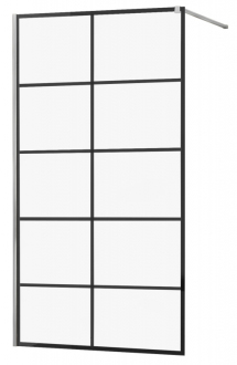 Sprchová stěna Mexen Kioto 70x200 cm, transparent/černý vzor 8, chrom 800-070-101-01-77