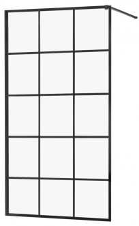 Sprchová stěna Mexen Kioto 110x200 cm, transparent/černý vzor 8, černá 800-110-101-70-77