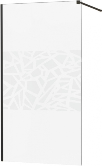 Sprchová stěna Mexen Kioto 110x200 cm, transparent/bílý vzor 8, černá 800-110-101-70-85