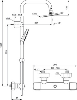 Ideal Standard IDEALRAIN A6985AA  EVO DIAMOND sprchový systém 3funkční sprchou/11,5cm/