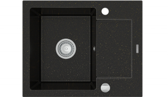 Mexen ENZO Jednodřez s odkapem 576x465x174, granit černá-zlatá 6506571005-75