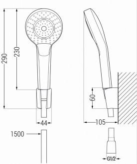 Mexen Milo R05 vanová baterie se sprchovým setem, chrom - 7133R05-00