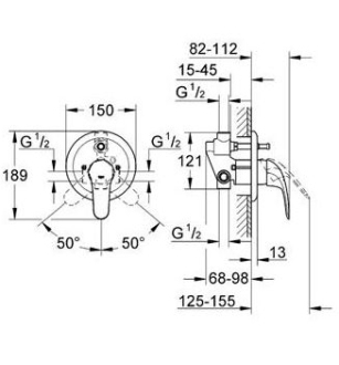 Grohe Euroeco vanová baterie, podomítková, vč. podom. tělesa G32747000