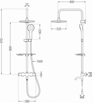 Mexen KT05 Vanový/sprchový set s termostatickou baterií, bílá - 779000593-20