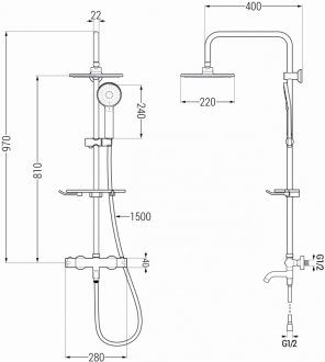 Mexen KT40 Vanový/sprchový set s termostatickou baterií, bílá - 779004093-20
