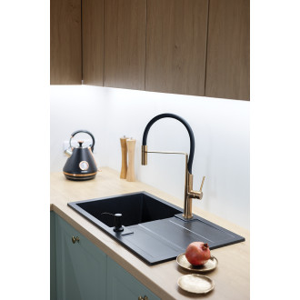 Laveo BARBADOS SBB_711T Jednodřez s odkapem, granit černá