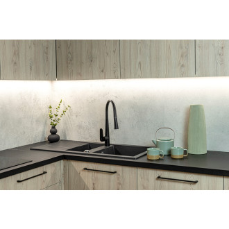 Laveo BARBADOS SBB_731T Jednodřez s vaničkou, granit černá