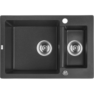 Laveo CELIA SBC_730T Jednodřez s vaničkou, granit černá