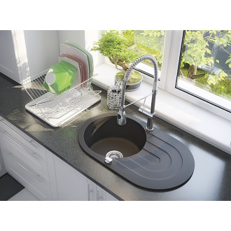 Laveo DAFNE SBD_781T Jednodřez s odkapem, granit černá