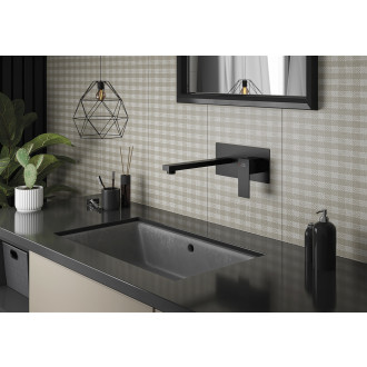 Laveo KVADRATO BLQ_722P Podomítková umyvadlová baterie včetně click-clacku, černá