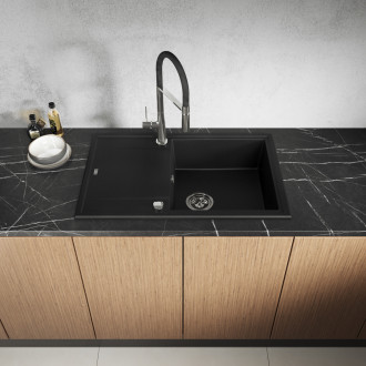 Laveo MEGALO SBE_711T Jednodřez s odkapem, černá