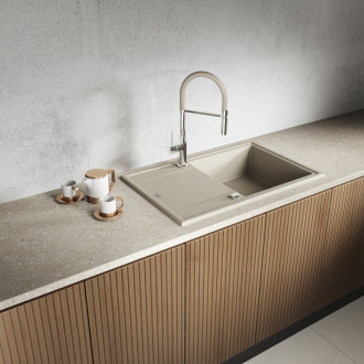 Laveo MEGALO SBE_411T Jednodřez s odkapem, béžová