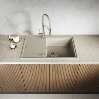 Laveo MEGALO SBE_411T Jednodřez s odkapem, béžová