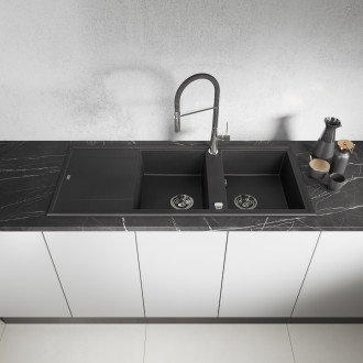 Laveo MEGALO SBE_721T Dvojdřez granit, černá