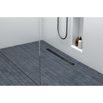 Laveo BASSO COB_750S Podlahový žlab 500, černé sklo