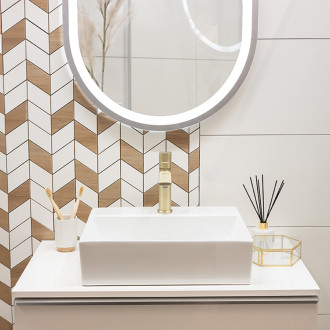 Laveo KVADRATO umyvadlo na desku/nástěnné keramické s otvorem pro baterii VUK_6146