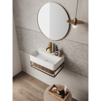 Laveo KVADRATO umyvadlo na desku / nástěnné keramické s otvorem pro baterii VUK_6145