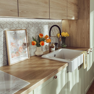 Laveo POLA BAP_878D Dřezová baterie, černá-růžové zlato