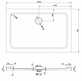 Mexen Lima skládací sprchový kout 100x70, transp., zlatá + vanička 856-100-070-50-00-4010