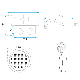 REA Serra sprchová sada, podomítková, kartáčovaná zlatá + BOX REA-B1149