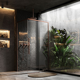 Rea Sprchový kout REA SOLAR - Copper Brush 100x80 KPL-96016
