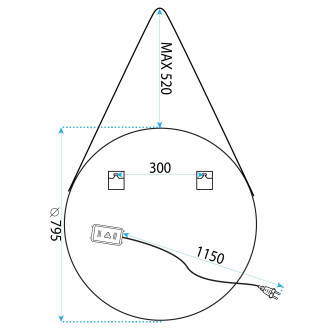 Rea Kulaté LED zrcadlo zavěšené na pásku 80cm 105 HOM-02698