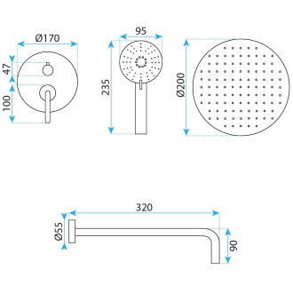 Rea Podomítková sprchová sada Rea Ontario Brush Nickel + BOX REA-P5503