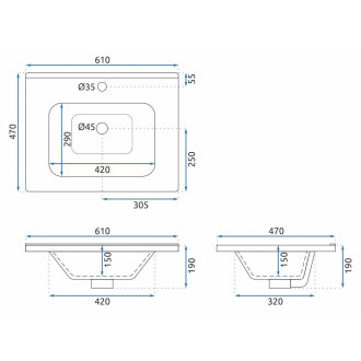 Rea Sada koupelnového nábytku s umyvadlem Astor 60cm Grey REA-M0004