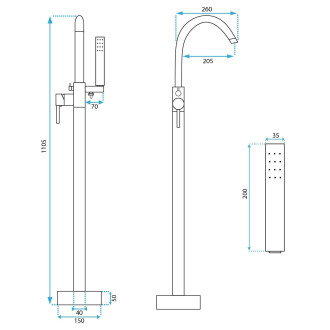 Volně stojící baterie Rea Lungo brush gold