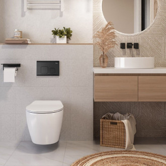 Podomítkový WC systém + tlačítka - F černý