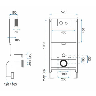 Podomítkový WC systém + tlačítka - F černý