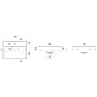 Rea Konglomerátové umyvadlo na desku REA GOYA 60 cm + konzole KPL-U8901